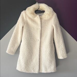 Janie and Jack White Teddy Jacket with Faux Fur Collar